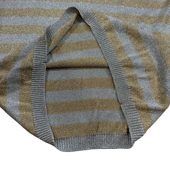 Perry Ellis Sweater Woman Small Gray Brown Stripe Crew Neck Long Sleeve Pullover - Picture 4 of 8